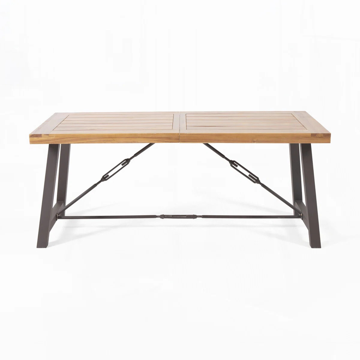 Outdoor Acacia Wood Metal Base Dining Table | Wayfair North America