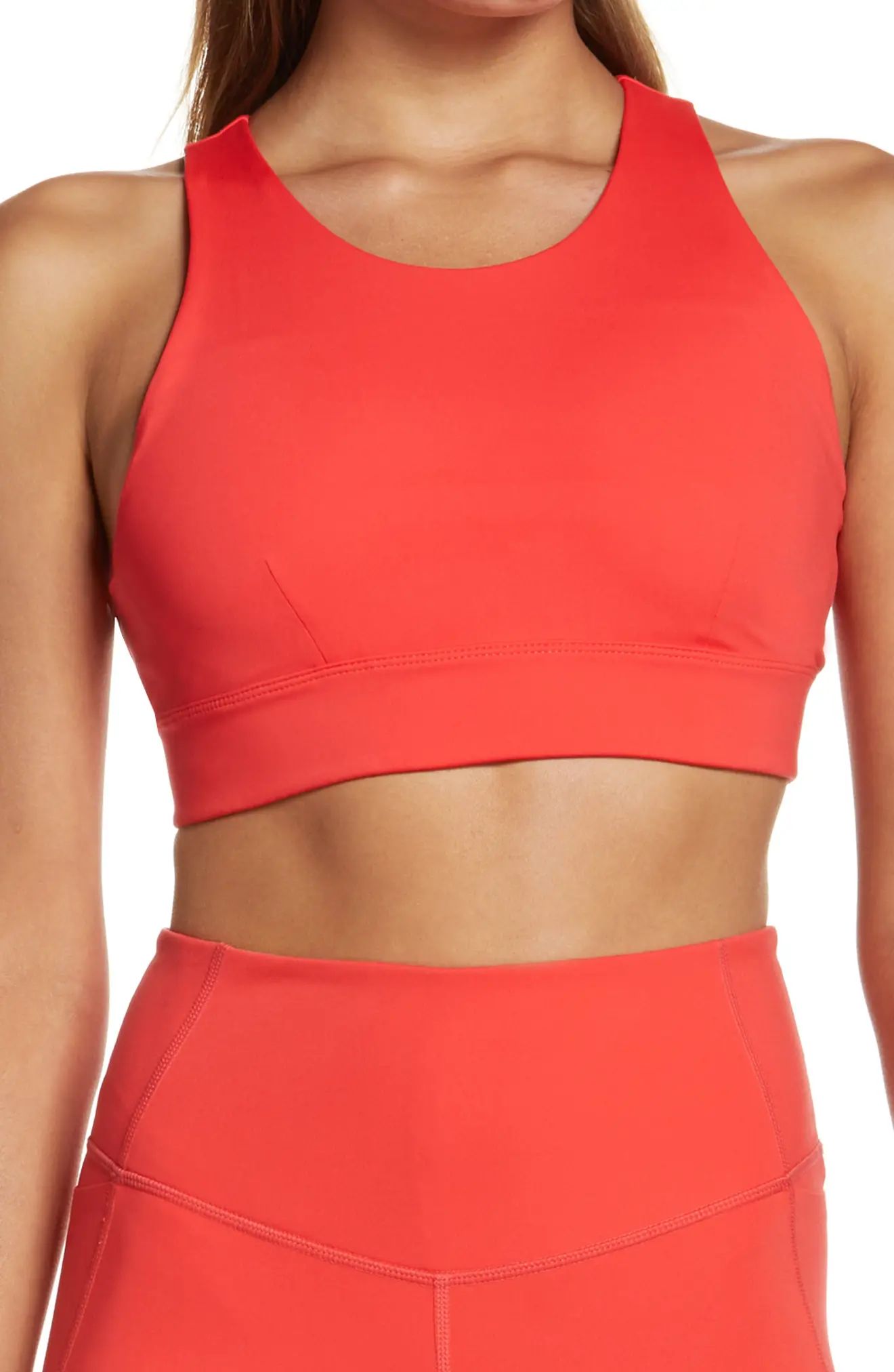 Zella Exhale Studio Lite Sports Bra in Red Hibiscus at Nordstrom, Size X-Small | Nordstrom