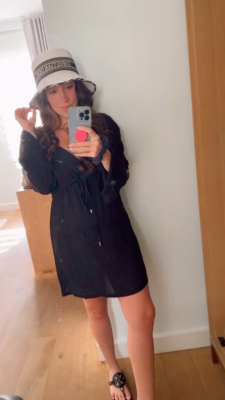 Miami boat day! 
Long sleeve light weight coverup is super flattering paired with a one piece bathing suit I was able to wear this to brunch and then to the boat party! Paired with a designer hat and my favorite Tory Burch sandals. Bump friendly (hid it super well!) 

#LTKshoecrush #LTKSeasonal #LTKbump