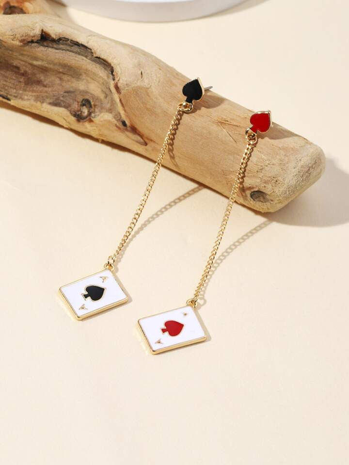Playing Card Decor Mismatched Drop Earrings | SHEIN