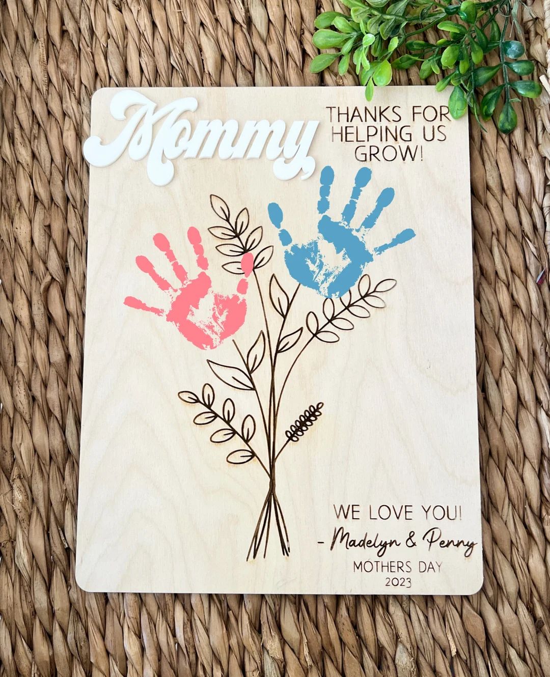 Floral Handprint sign | Etsy (US)