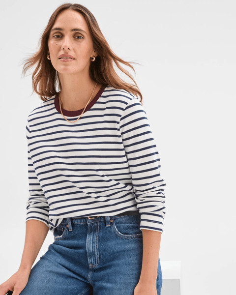 Australian Cotton Classic Long Sleeve Crew Neck T-Shirt - Cloud Dancer | Target AU