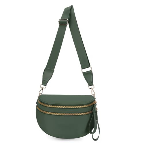 Emmafy Crossbody Bag for Women, Emmafy Waterproof Oxford Cloth Large Capacity Bum Bags with Adjustable Strap (Bean Green) | Amazon (US)