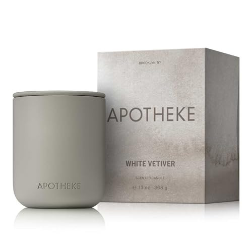 Apotheke 2-Wick Scented Candles for Home, White Vetiver - 13 oz Long-Lasting Soy Wax Jar Candle, 60-70 Hours Burn Time - Notes of Cashmere, Eucalyptus, Lilac, Sandalwood & White Cedar | Amazon (US)