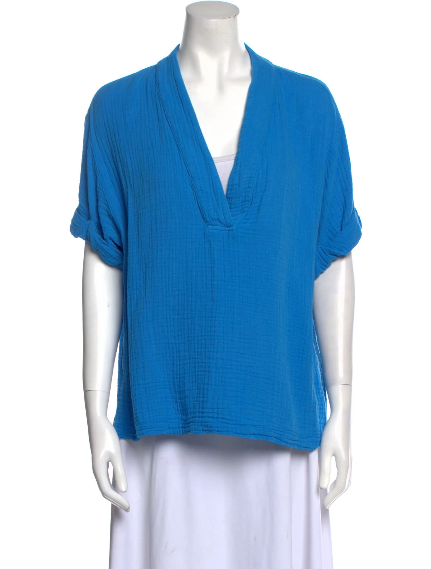 Plunge Neckline Short Sleeve Blouse | The RealReal