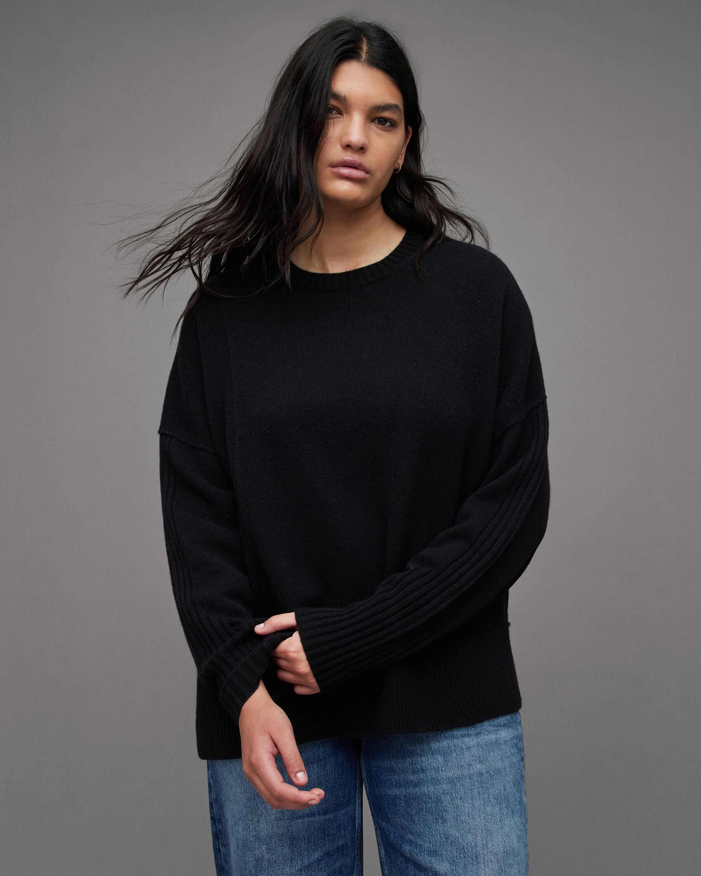 Kiki Recycled Cashmere Wool Blend Sweater Black | ALLSAINTS US | AllSaints US