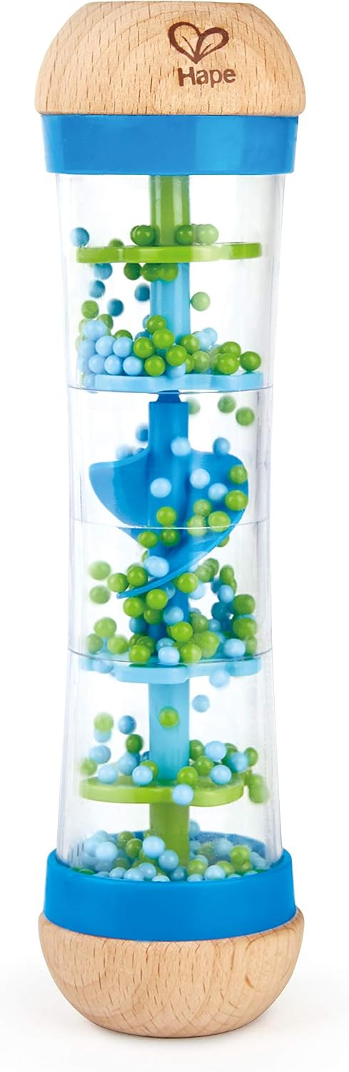 Hape Beaded Raindrops | Mini Wooden Musical Shake & Rattle Rainmaker Toy, Blue, Model Number: E03... | Amazon (US)