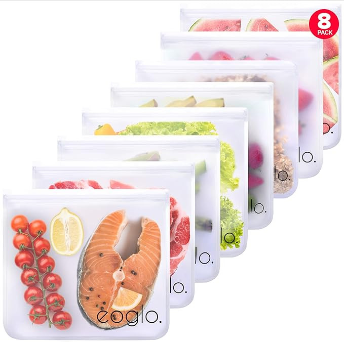 Amazon.com: Reusable Food Storage Bags, BPA FREE, Dishwasher Safe 8 Pack XLarge Gallon Size Freez... | Amazon (US)