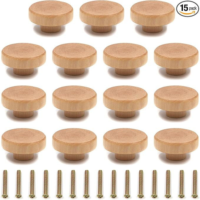 MY MIRONEY Round Wood Cabinet Knobs Pulls Handles 1.5" Diameter Hardware Furniture Drawer Knobs D... | Amazon (US)