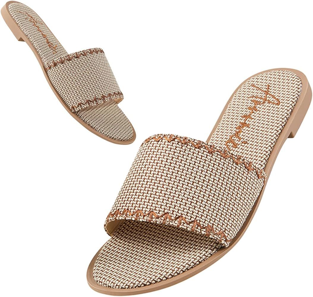 Arromic Sandals for Women Casual Summer Comfortable Women Flat Sandals Cute Dressy Sandals Adjustabl | Amazon (US)
