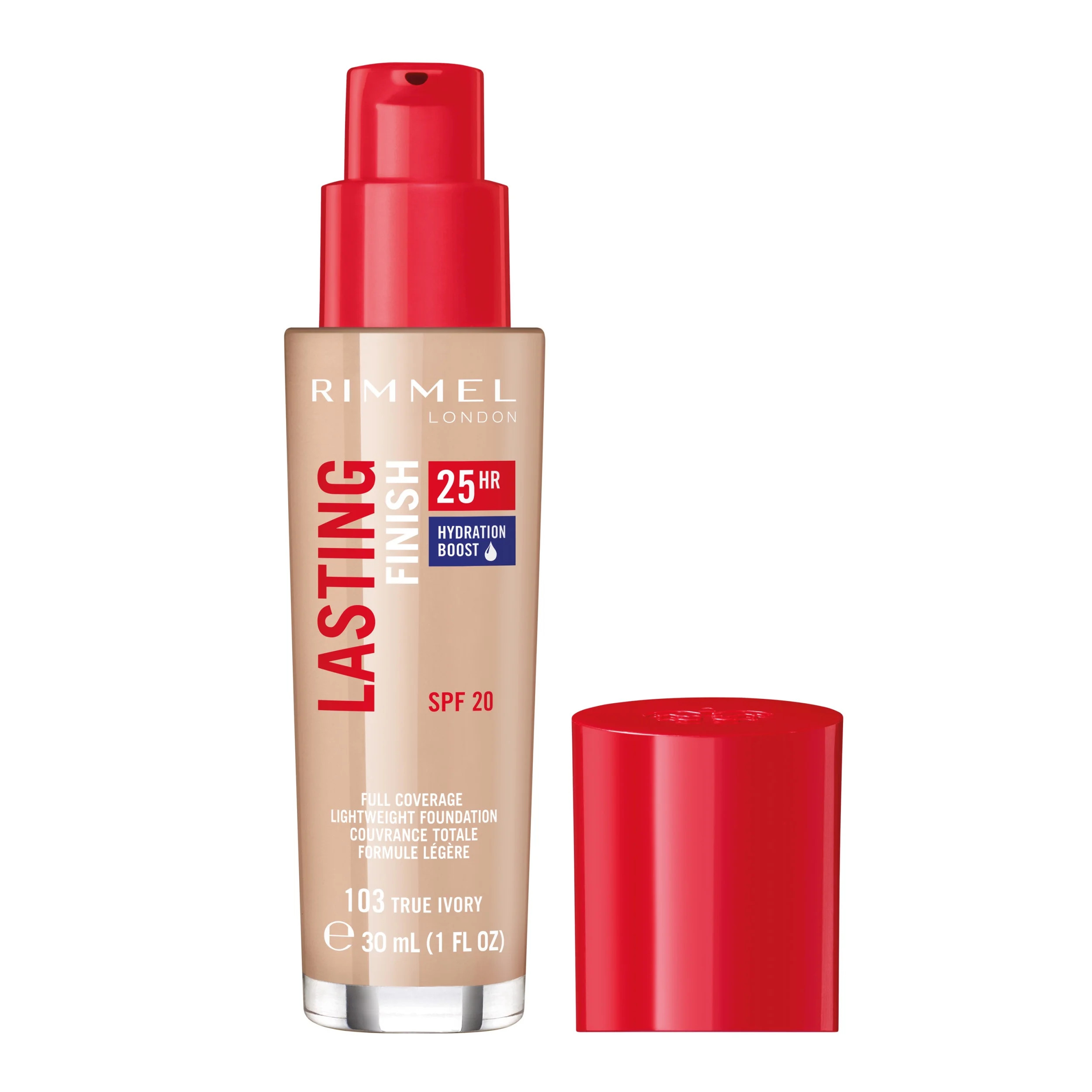 Rimmel Lasting Finish 25Hr Liquid Foundation +SPF20, 103 True Ivory, 1 fl oz | Walmart (US)
