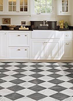 FloorPops x Chris Loves Julia 12-in by 12-in Bonneville Grey & White Marble Peel & Stick Floor Ti... | Amazon (US)