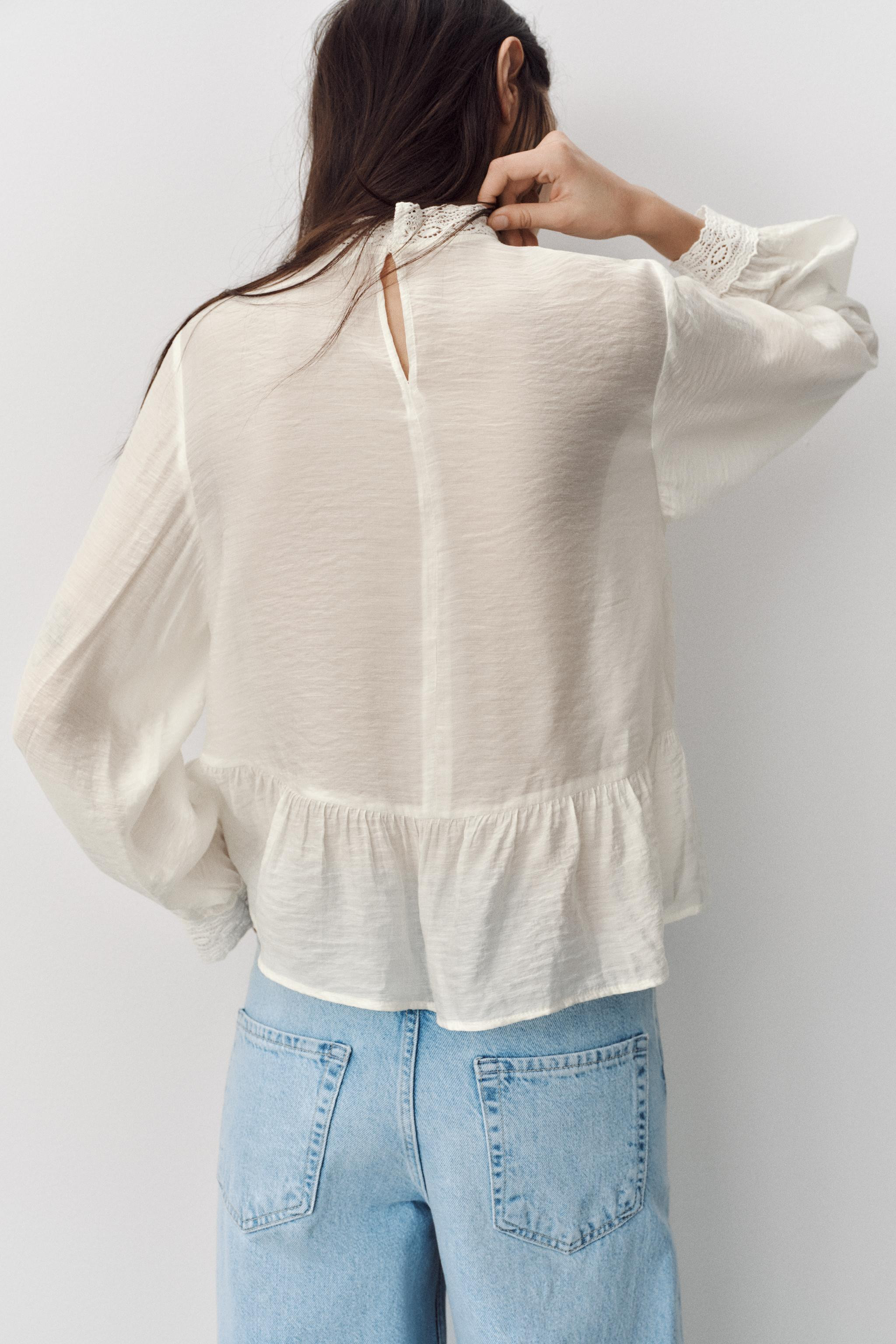 CAMICETTA COMBINATA CON PIZZO | Zara IT