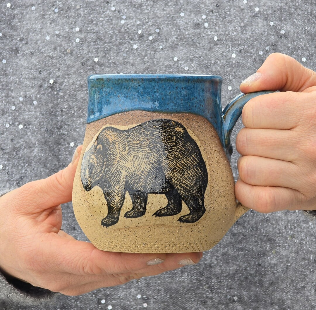 Handmade Ceramic Mug, North American Wildlife, Made in Montana, Grizzly Bear - Etsy | Etsy (US)