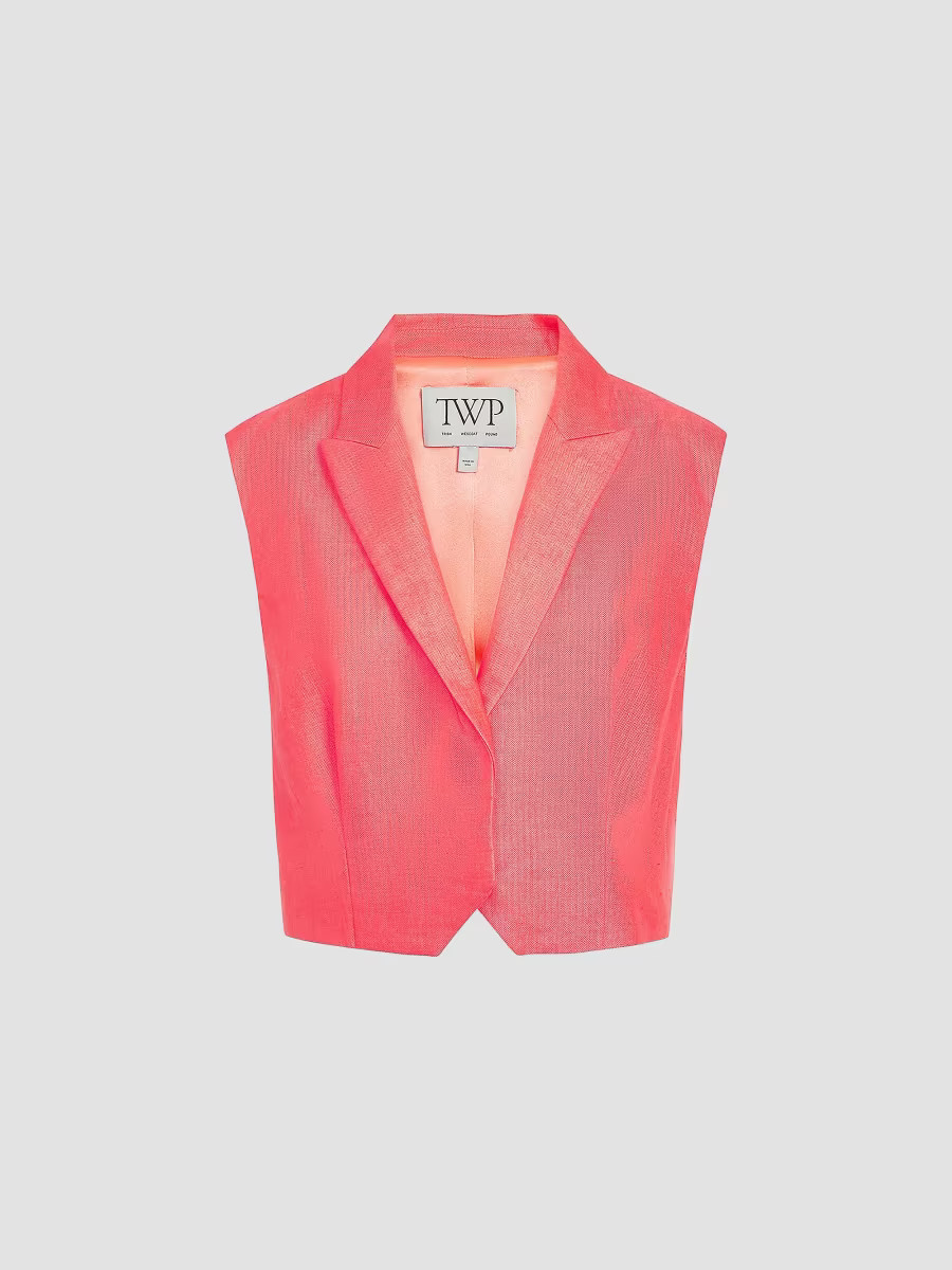 TWP Women's Katie Linen-Blend Tailored Vest - Red - Size Large | Saks Fifth Avenue