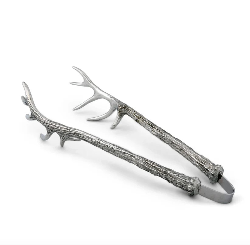 PEWTER ANTLER PATTERN ICE / BREAD TONGS | The Enchanted Home