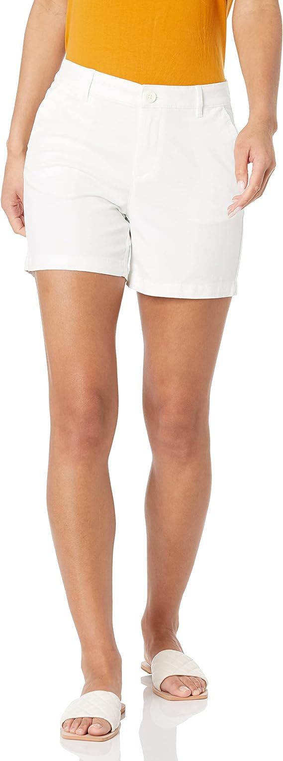 Amazon Essentials Women's Mid-Rise Slim 5 Inch Inseam Khaki Short (Available in Straight and Curv... | Amazon (US)