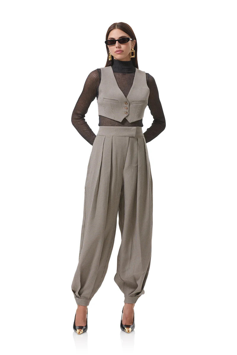 Tiffany Balloon Pant - Grey Houndstooth | ShopAFRM