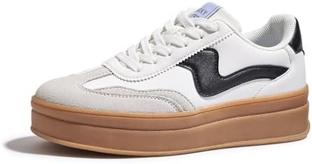LUCKY STEP Women's Platform Fashion Sneakers Thick Sole Suede Faux Leather Classic Rubber Gum Sol... | Amazon (US)