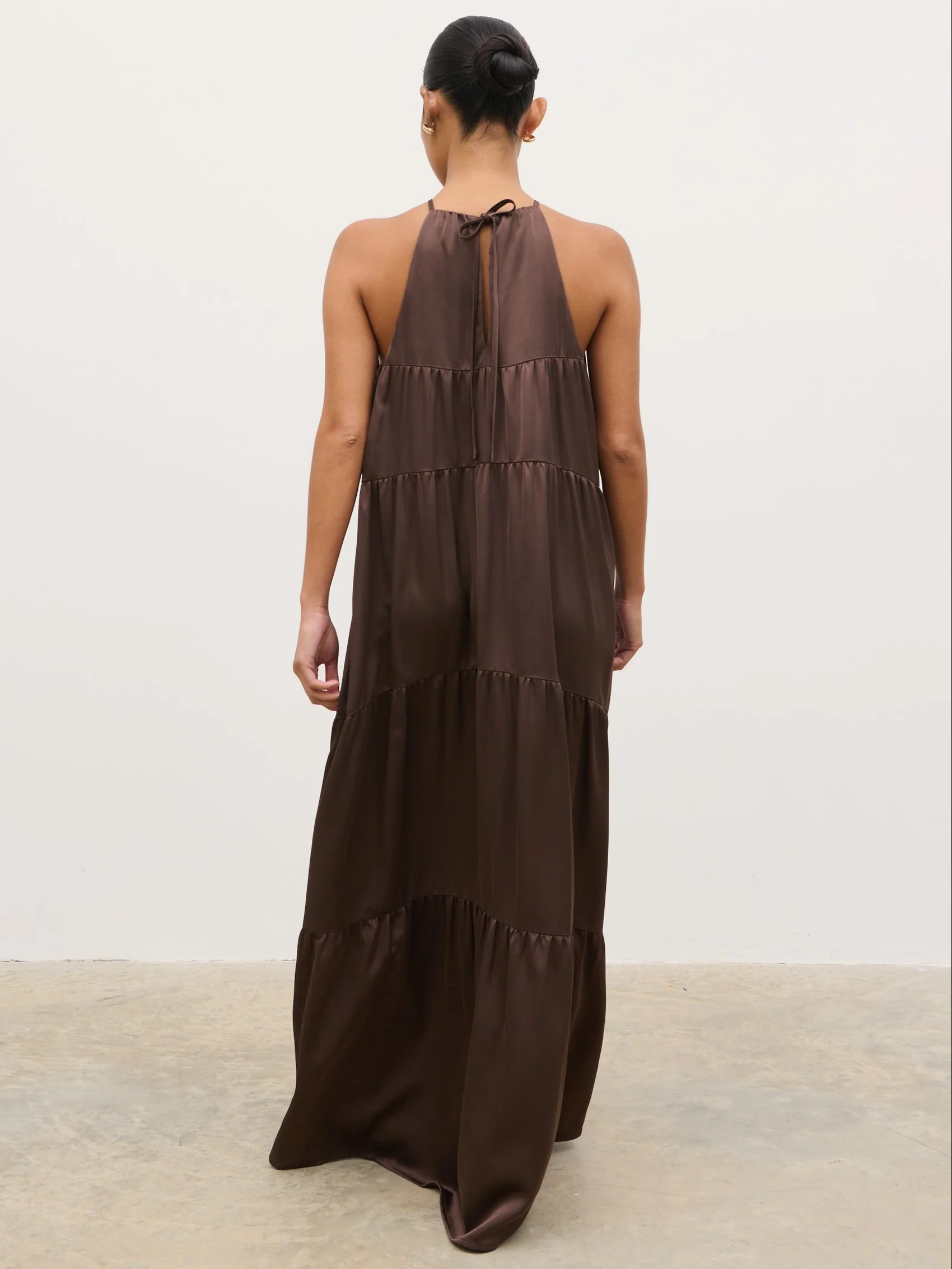 Story Contrast Maxi Day Dress - Brown | Pretty Lavish (UK)