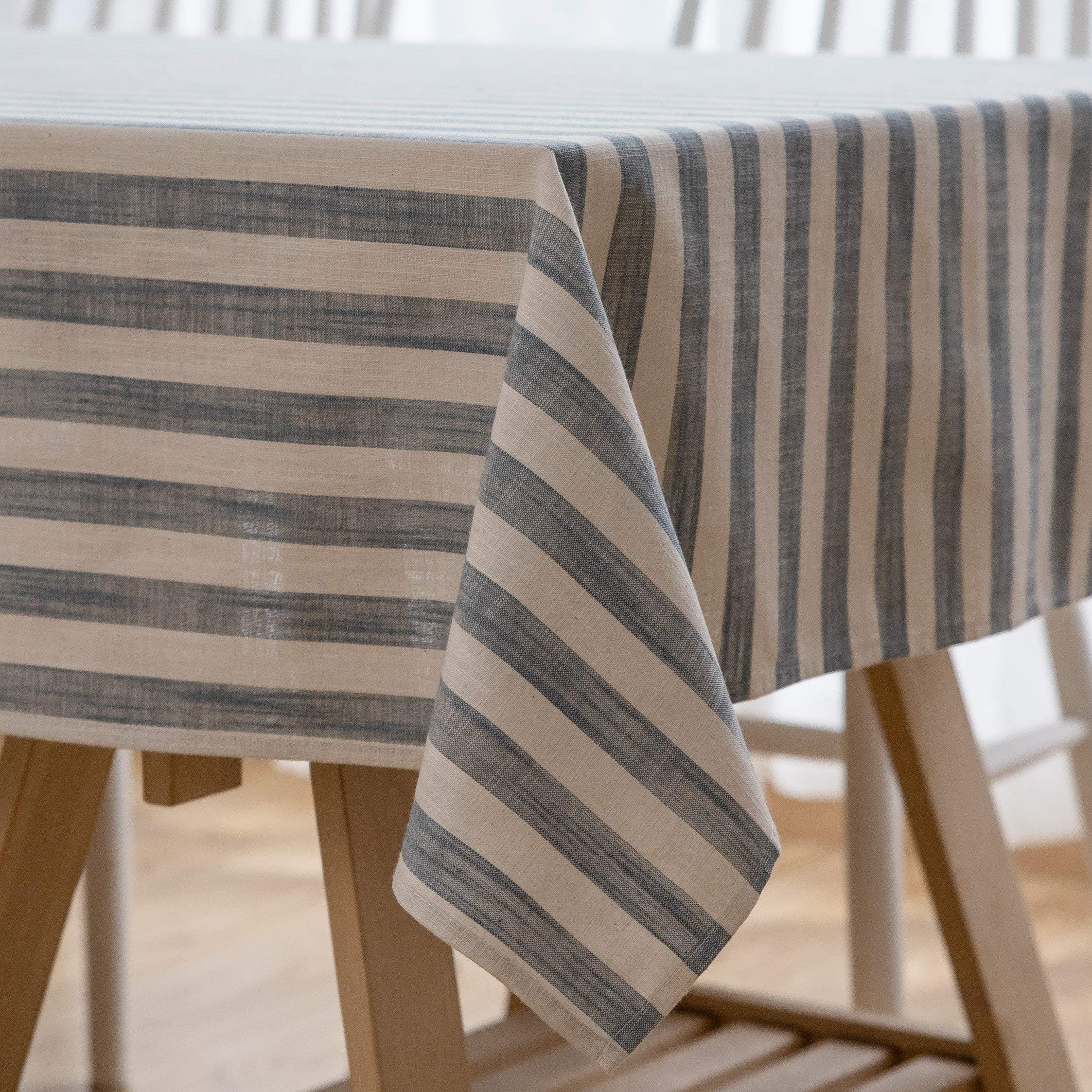 Aquazolax Boho Tablelcoth Rectangular Blue and White Striped Table Cloth 84 Inches Long for 6 Foo... | Amazon (US)