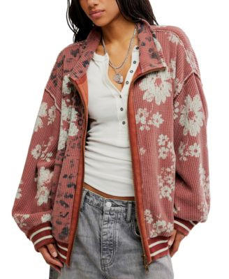 Women's Waffle-Knit Oversized Full-Zip Cardigan | Macy's