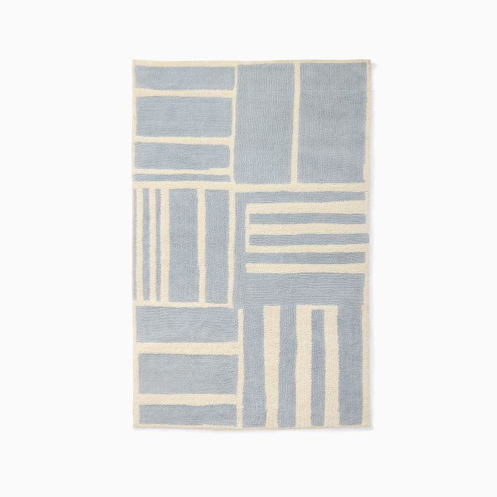 Kids Washable Striped Blocks Rug | West Elm (US)