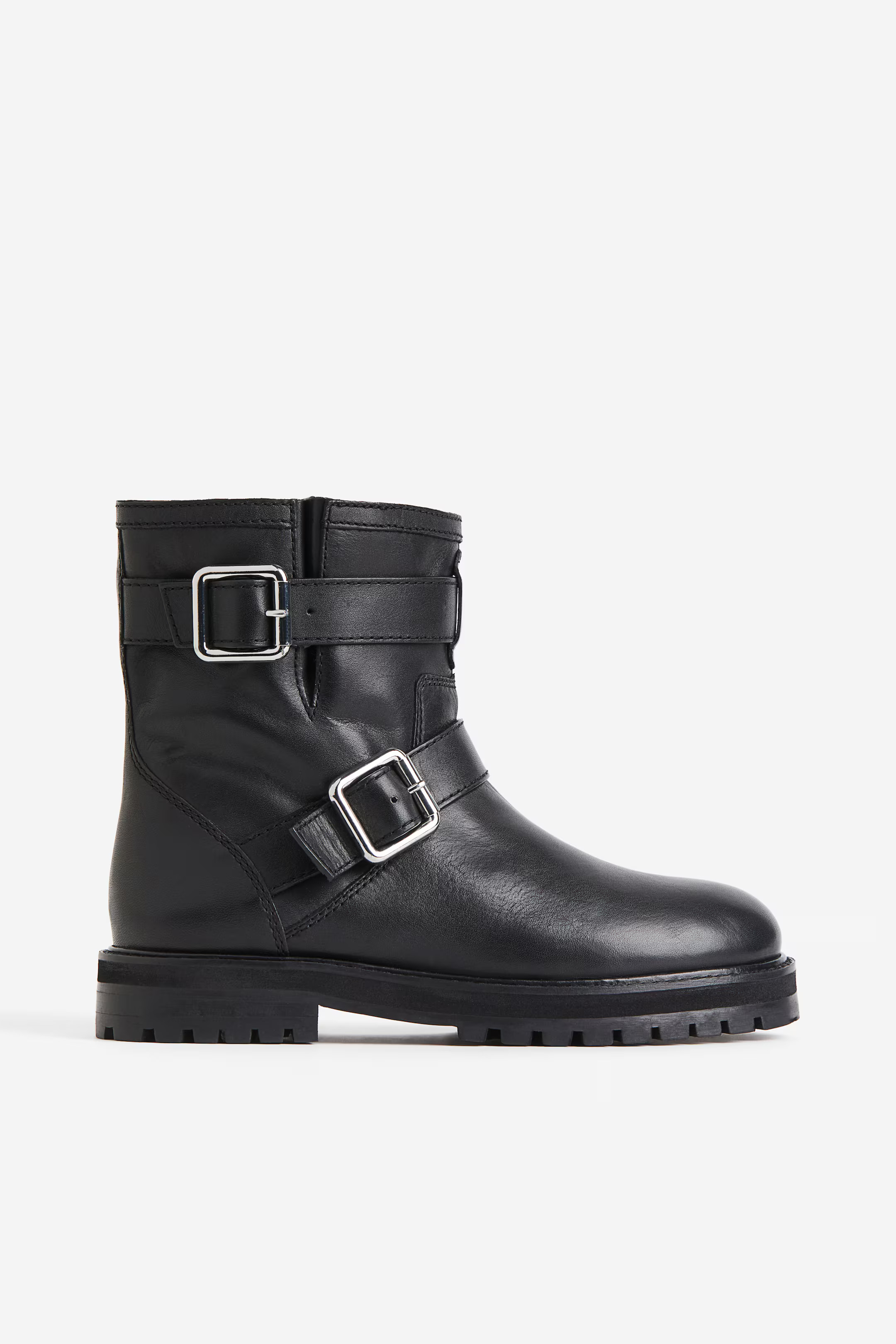 Leren bikerboots - Lage hak - Zwart - DAMES | H&M NL | H&M (DE, AT, CH, NL, FI)