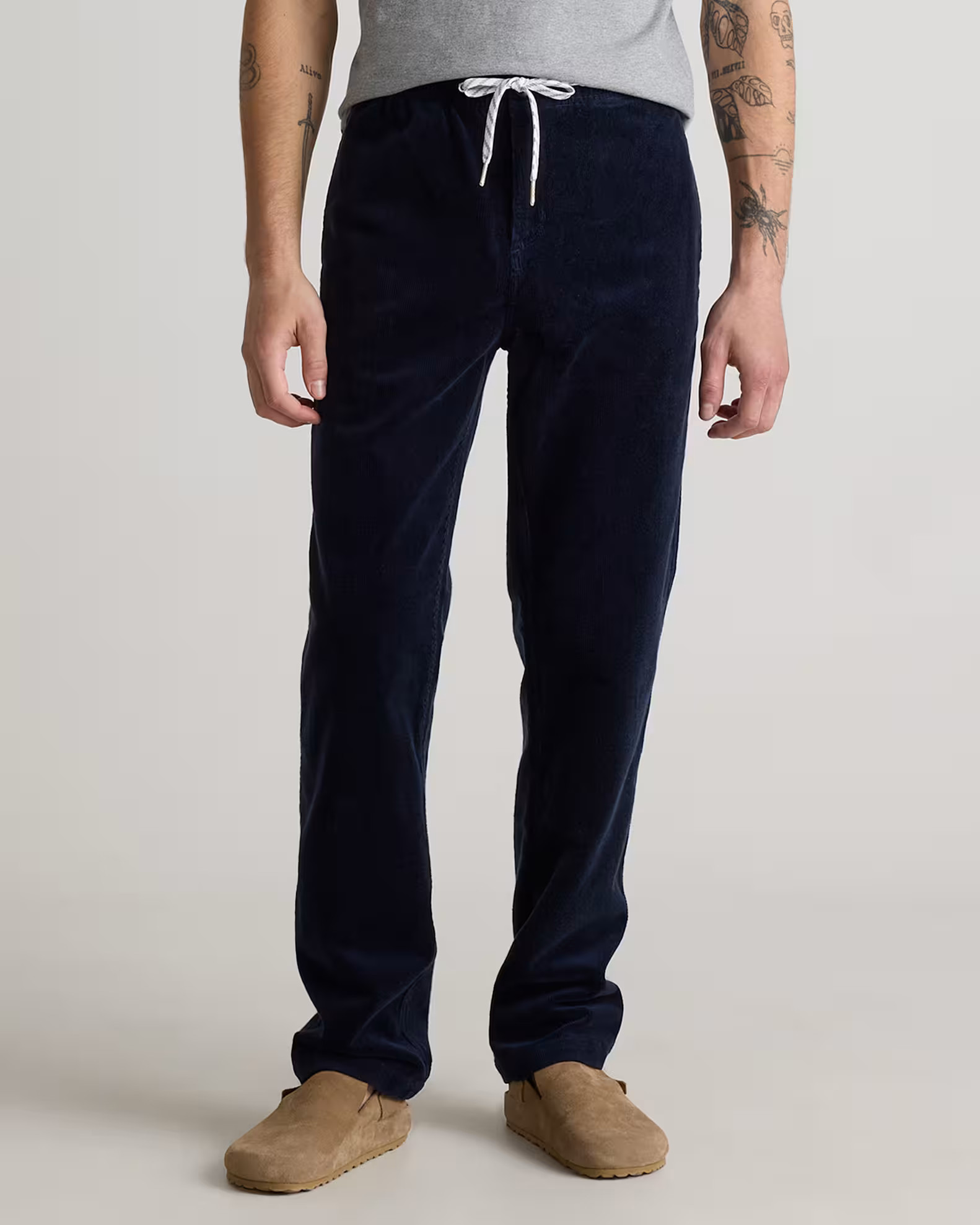 Organic Stretch Corduroy Drawstring Trouser in Deep Navy | Quince