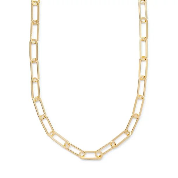 Scoop Brass 14KT Gold Flash Plated Paper Clip Link Chain Necklace | Walmart (US)