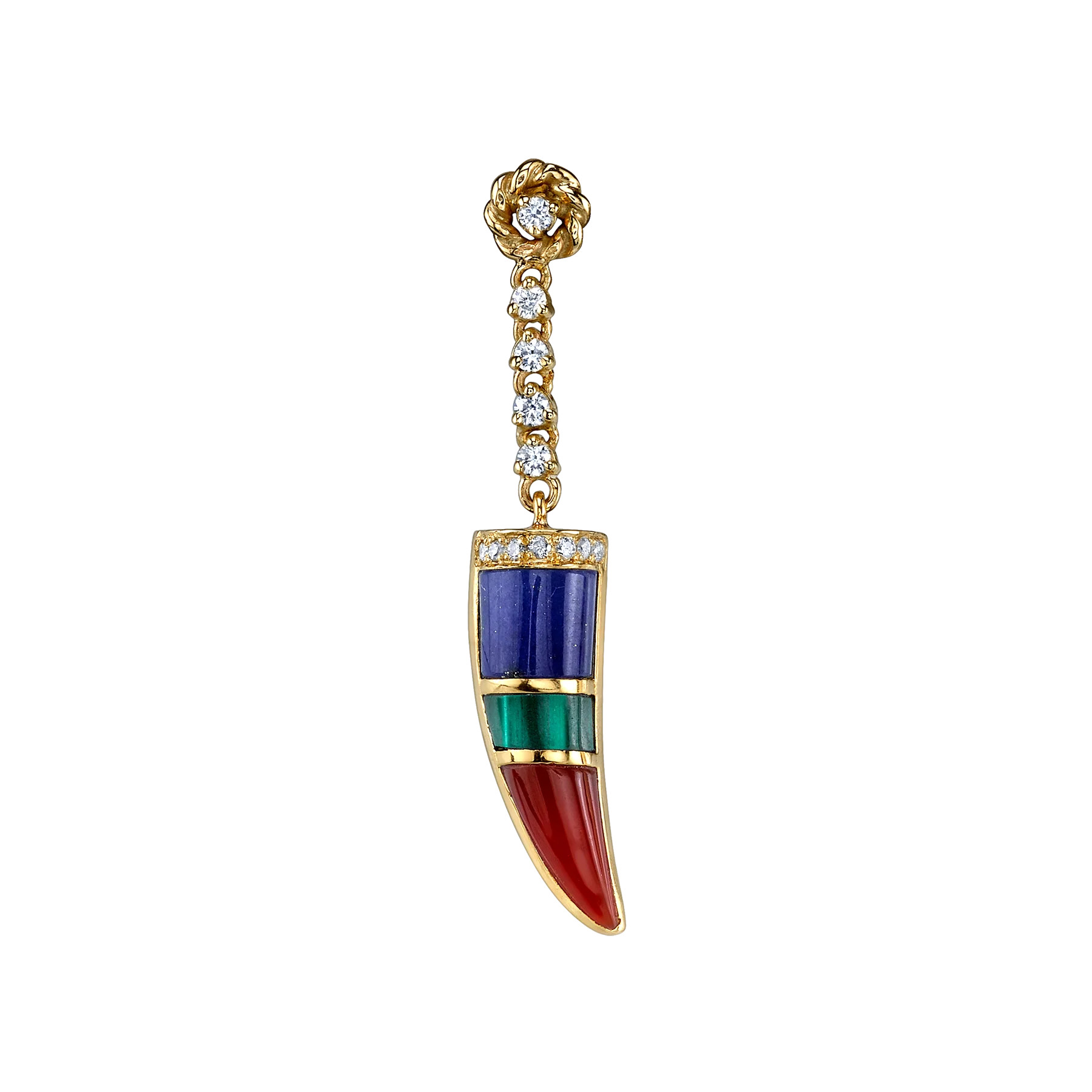 Stone Horn Earring - Carnelian, Lapis and Malachite / 14k Yellow Gold | The Last Line (US)