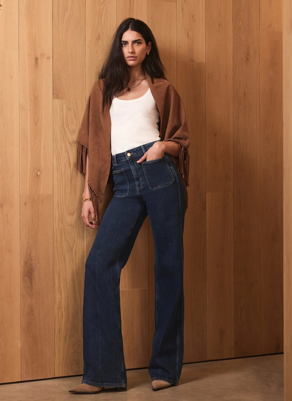 Indigo Relaxed Straight Patch Pocket Jeans | Mint Velvet