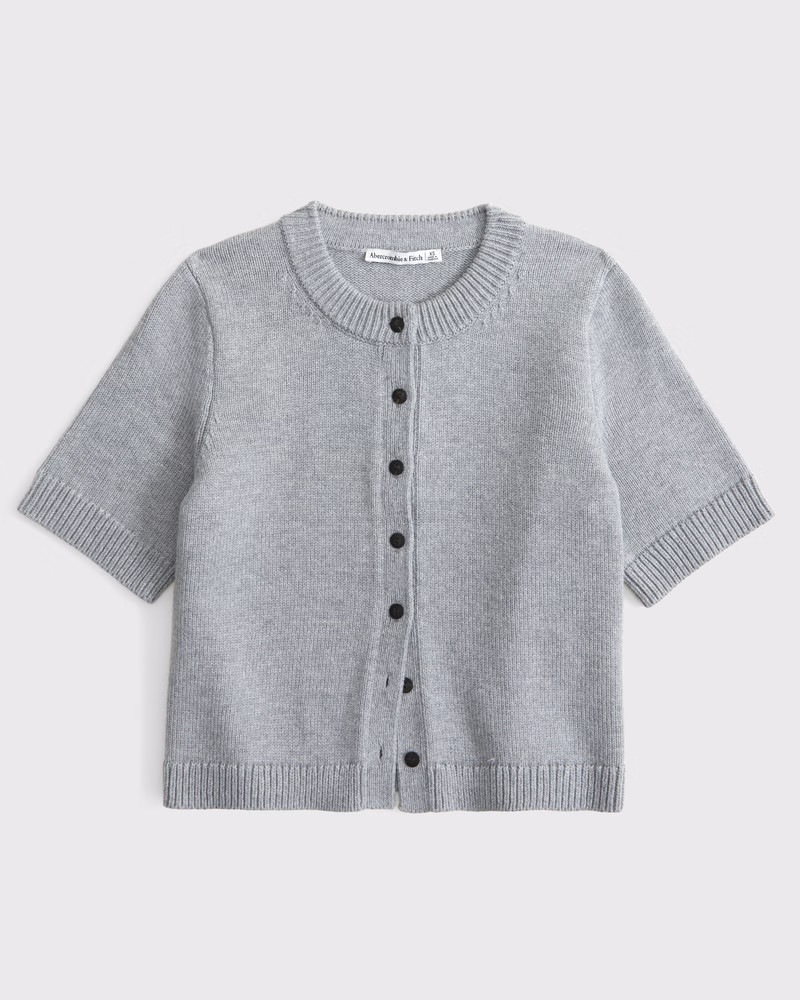Short-Sleeve Crew Cardigan | Abercrombie & Fitch (US)