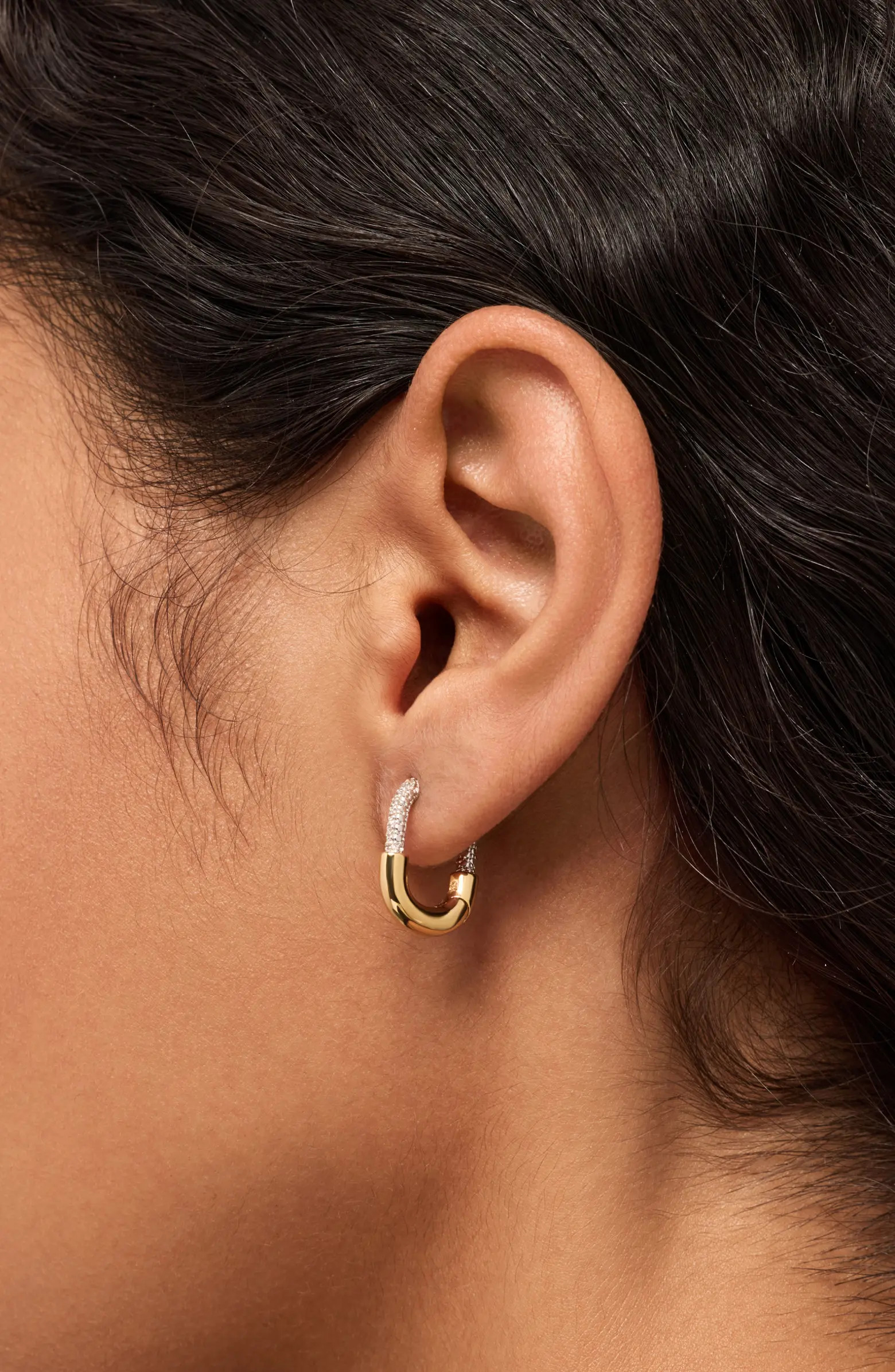 Brynley Two Tone Pavé Hoop Earrings | Nordstrom