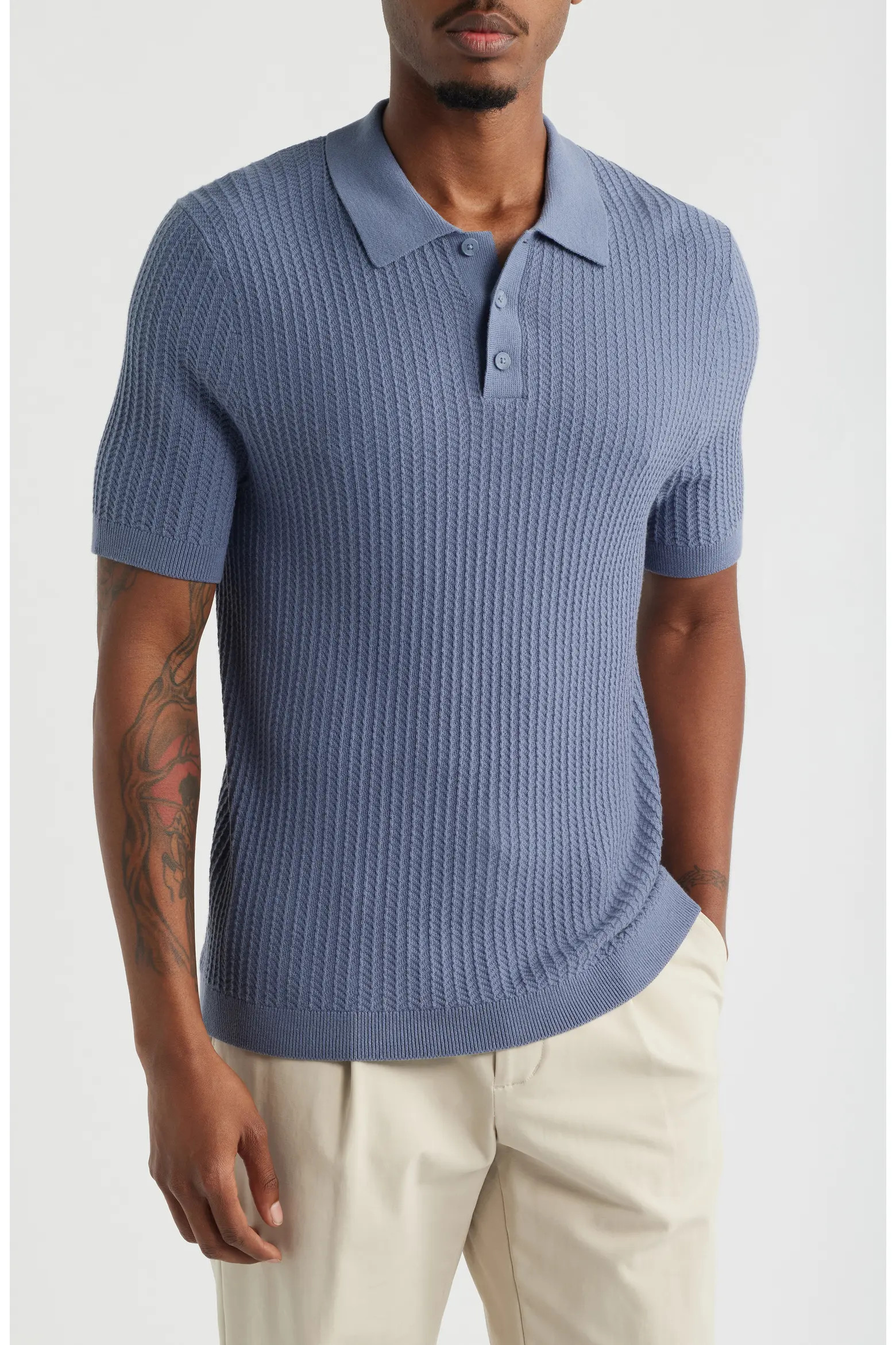 Textured Short Sleeve Polo Sweater (Men) | Nordstrom | Nordstrom