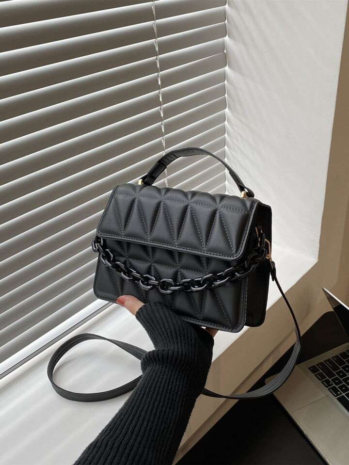 Lightweight,Business Casual Mini Quilted Chain Decor Flap Square Bag For Teen Girls Women College Students,Rookies & White-Collar Workers Perfect For Office,College,Work ,Business,Commute,Outdoors, Travel, Outings | SHEIN