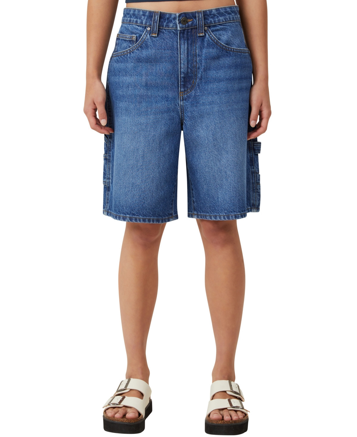Cotton On Women's Super Baggy Carpenter Denim Jort - King blue | Macy's