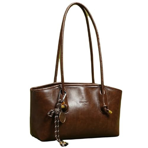 Vintage Shoulder Bag for Women,Y2k Fall Purse With Top Handle Leather Hobo Handbag Small Shoulder Bag for fall 2025 (Brown) | Amazon (US)