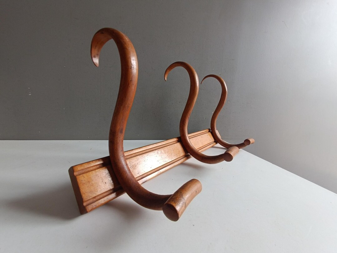 Antique French Bentwood Coat Hat Rack Stand / Vintage Wood 3 Hook Hanger / Thonet / Shabby Chic D... | Etsy (US)
