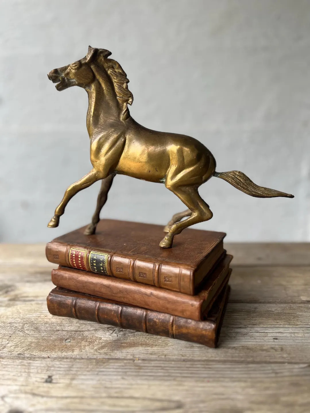 Vintage Large Brass Horse Figurine, Galloping Stallion | Etsy (US)