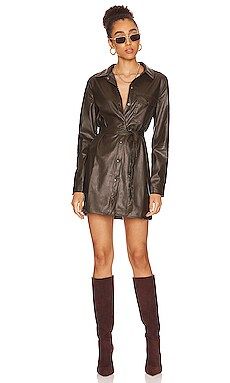 Sanctuary New Leather Like Shirt Dress in Olive Ol from Revolve.com | Revolve Clothing (Global)