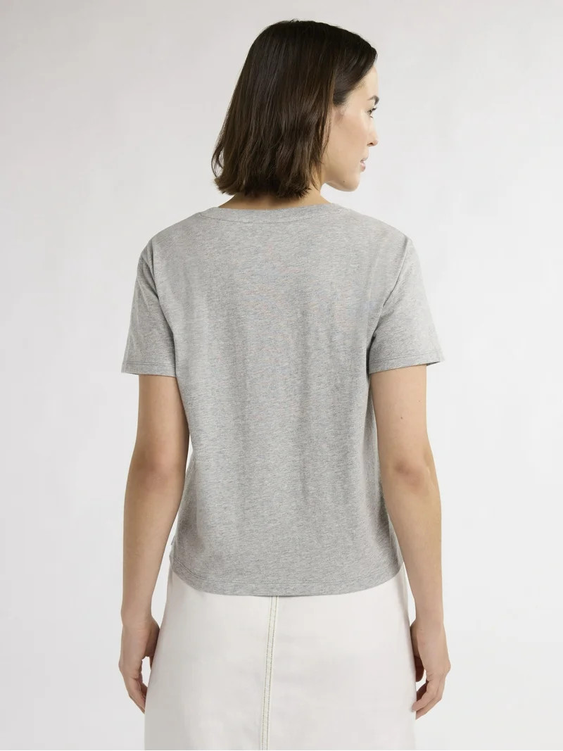 Free Assembly Women's and Women's Plus Cotton Cropped Boxy Tee with Short Sleeves, Sizes XS-4X | Walmart (US)