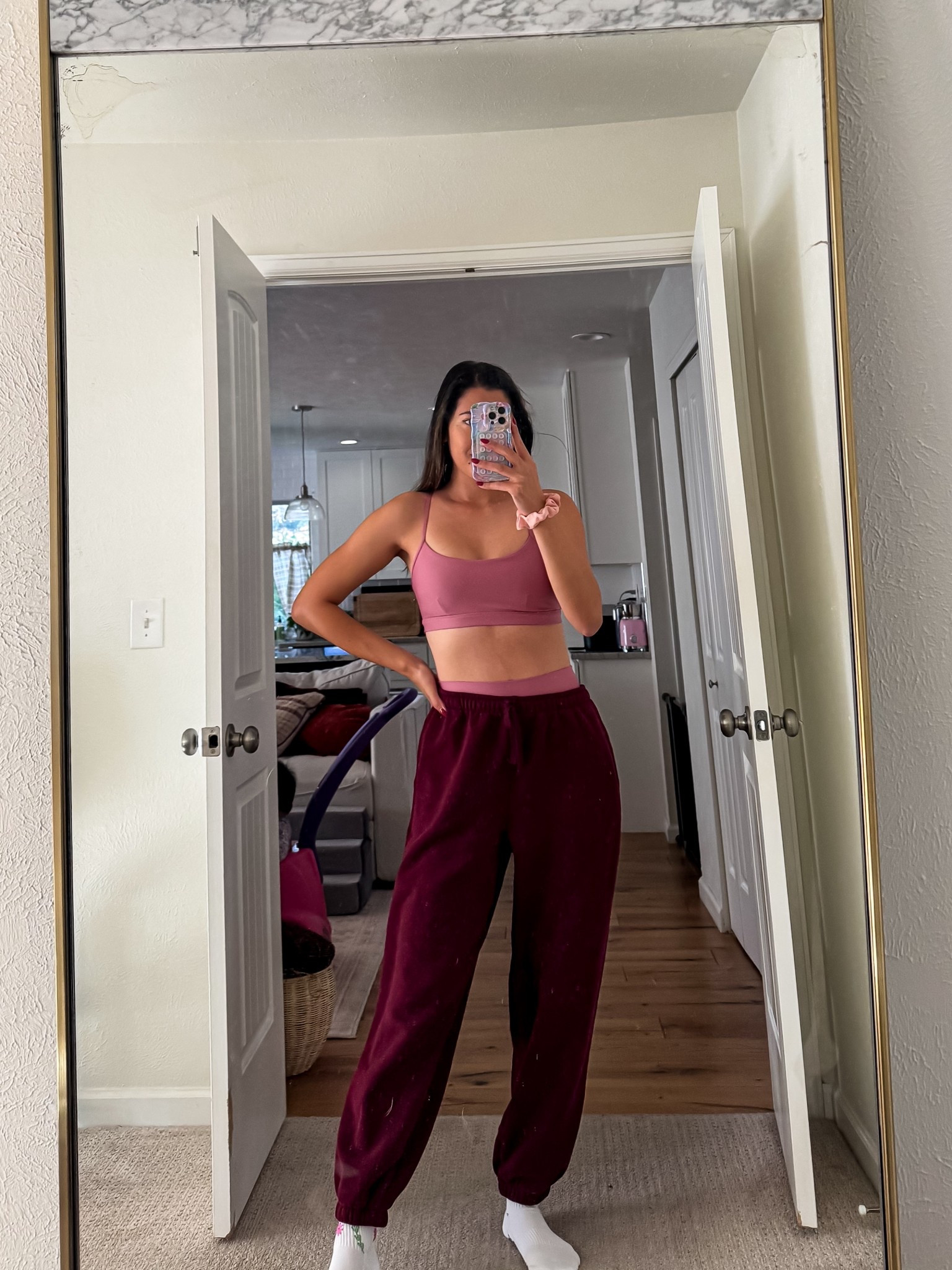 The perfect cold weather Pilates outfit combo! Pink matching workout set and cozy burgundy sweatpants 

#LTKActive #LTKStyleTip #LTKSeasonal