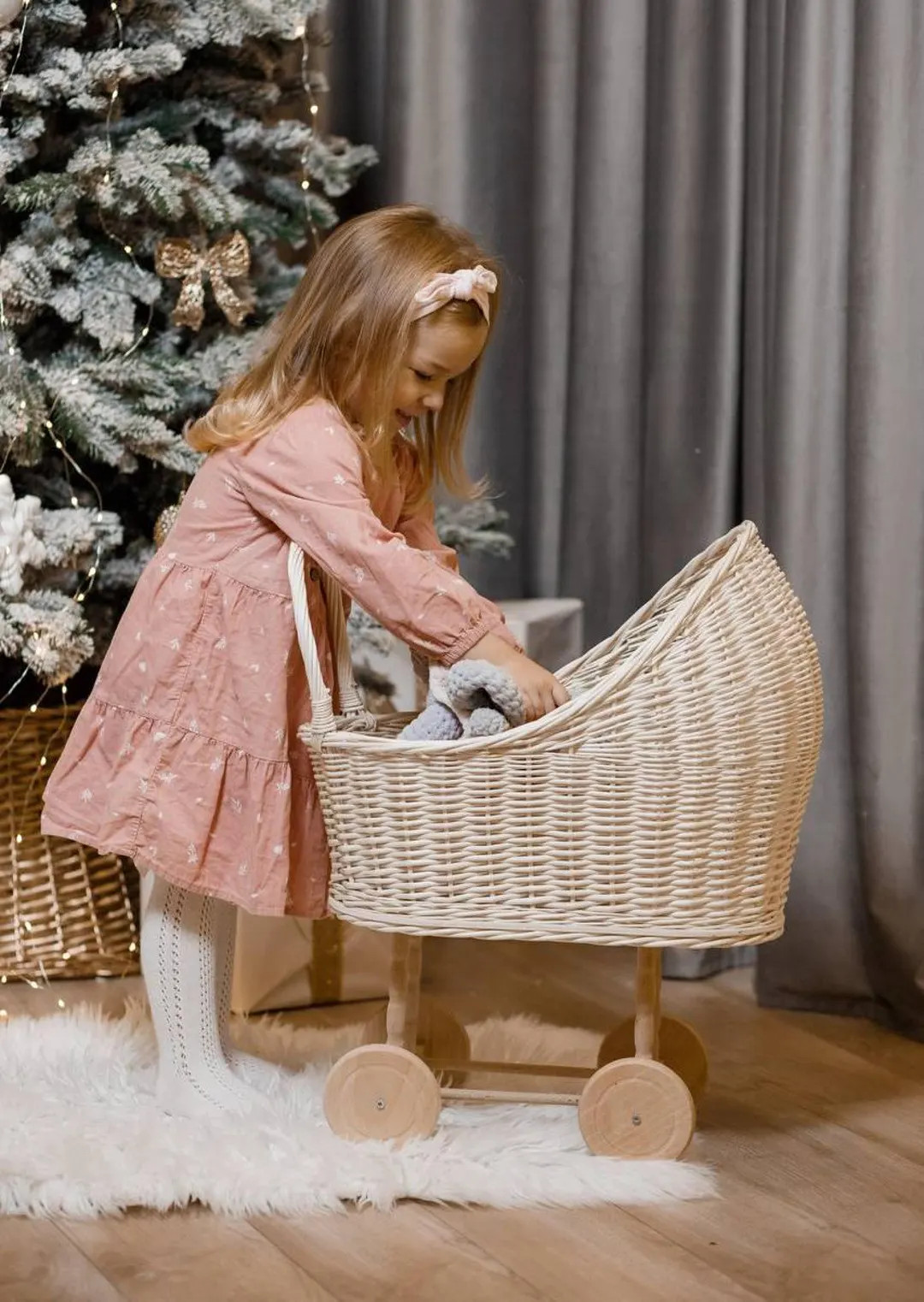 Wicker Baby Carriage, Doll Pram for Toddler, Push Buggy Toy, Baby Girl Shower Gift, Eco Toy Baske... | Etsy (US)