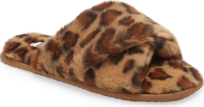 BP. Mae Cross Strap Faux Fur Slipper | Nordstrom | Nordstrom