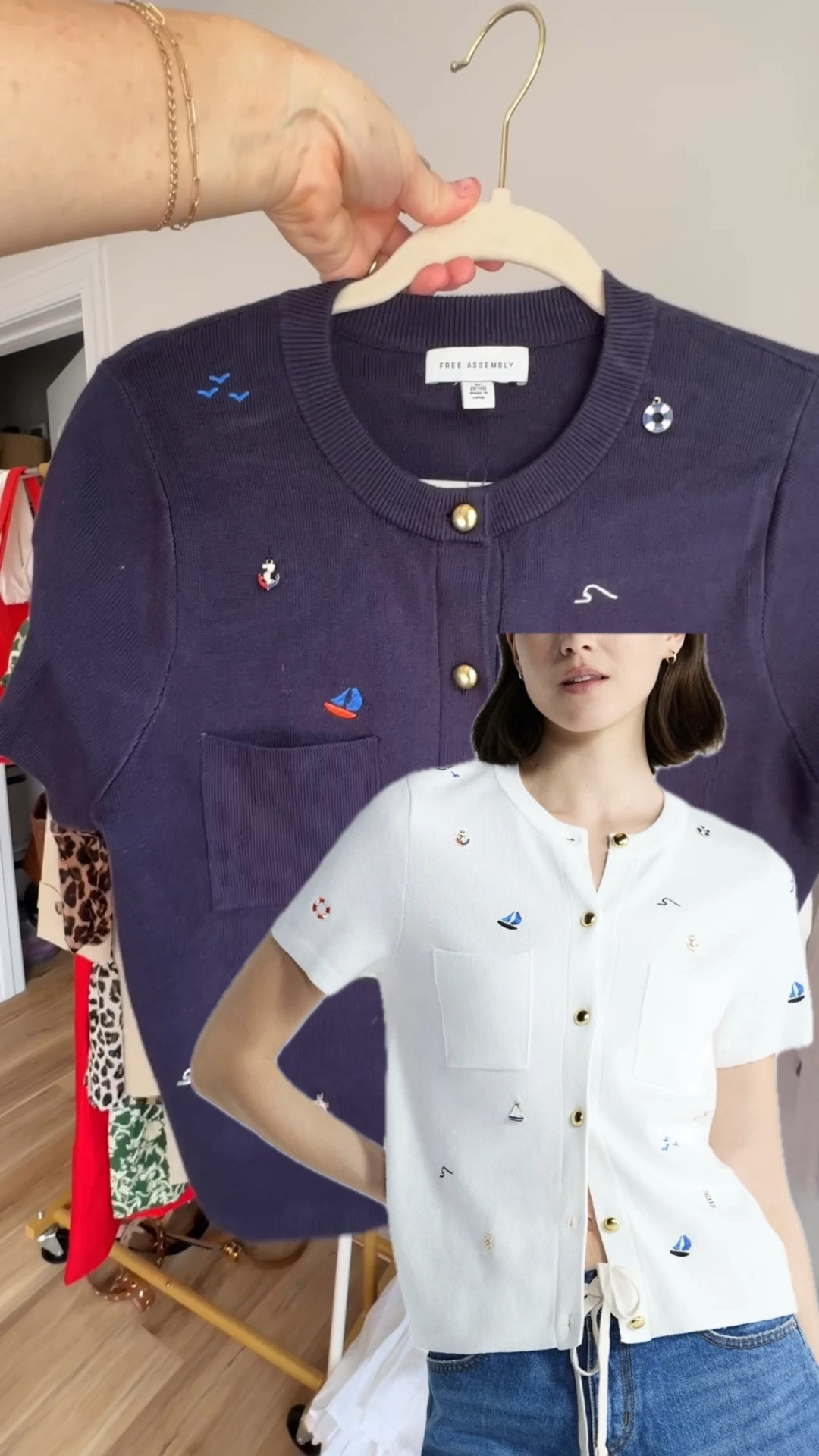 The nautical embroidered + charm cardigan is now available in white!!

#LTKootd