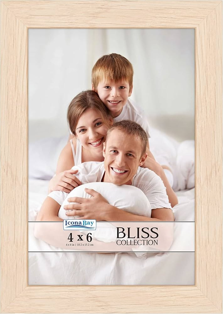 Icona Bay 4x6 Light Oak Picture Frame, Modern Style Wood Composite Frame, Table Top or Wall Mount... | Amazon (US)