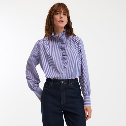 Signatures Charlène Striped Shirt with Victorian Collar | La Redoute (UK)