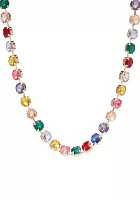 Gold Tone 16'' Multicolor Round Collar Necklace | Belk