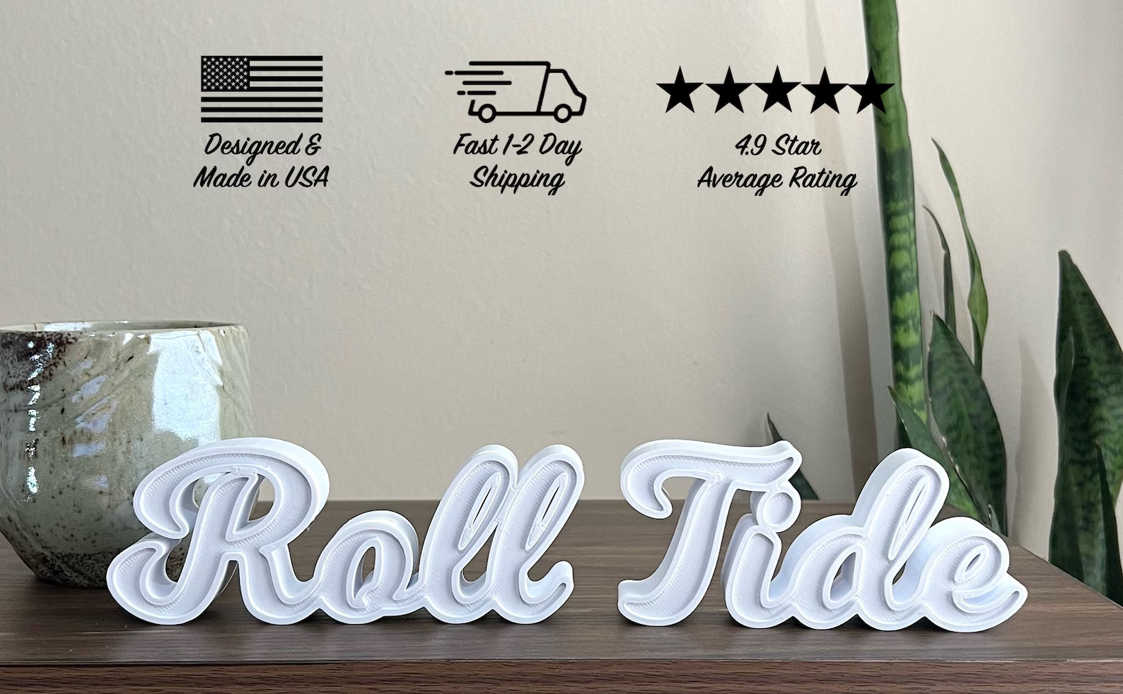 Alabama Roll Tide Block Letter Shelf Decor | University of Alabama | 3D Printed | Etsy (US)
